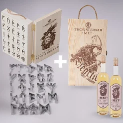 GESCHENK-SET AUSSTECHFORMEN FUTHARK + MET-BOX WIKINGER